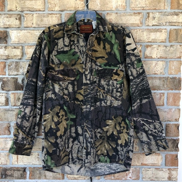 Trebark Cotton Blend Vintage Made in Usa Style 9007 Camouflage Button Shirt S - Picture 3 of 11